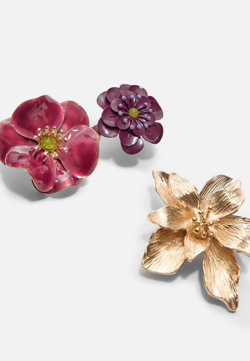 Набор из 3 значков с цветами