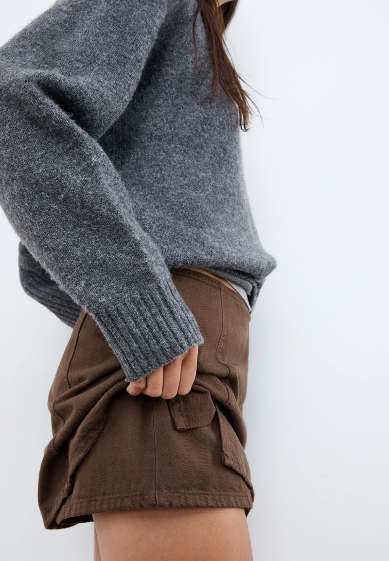 Мини-юбка-шорты с разрезами