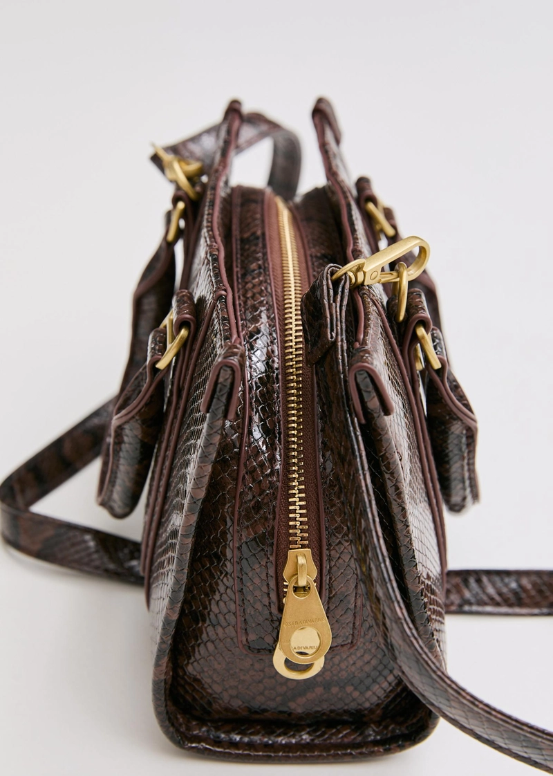 Сумка-шопер с анималистическим принтом из искусственной кожи