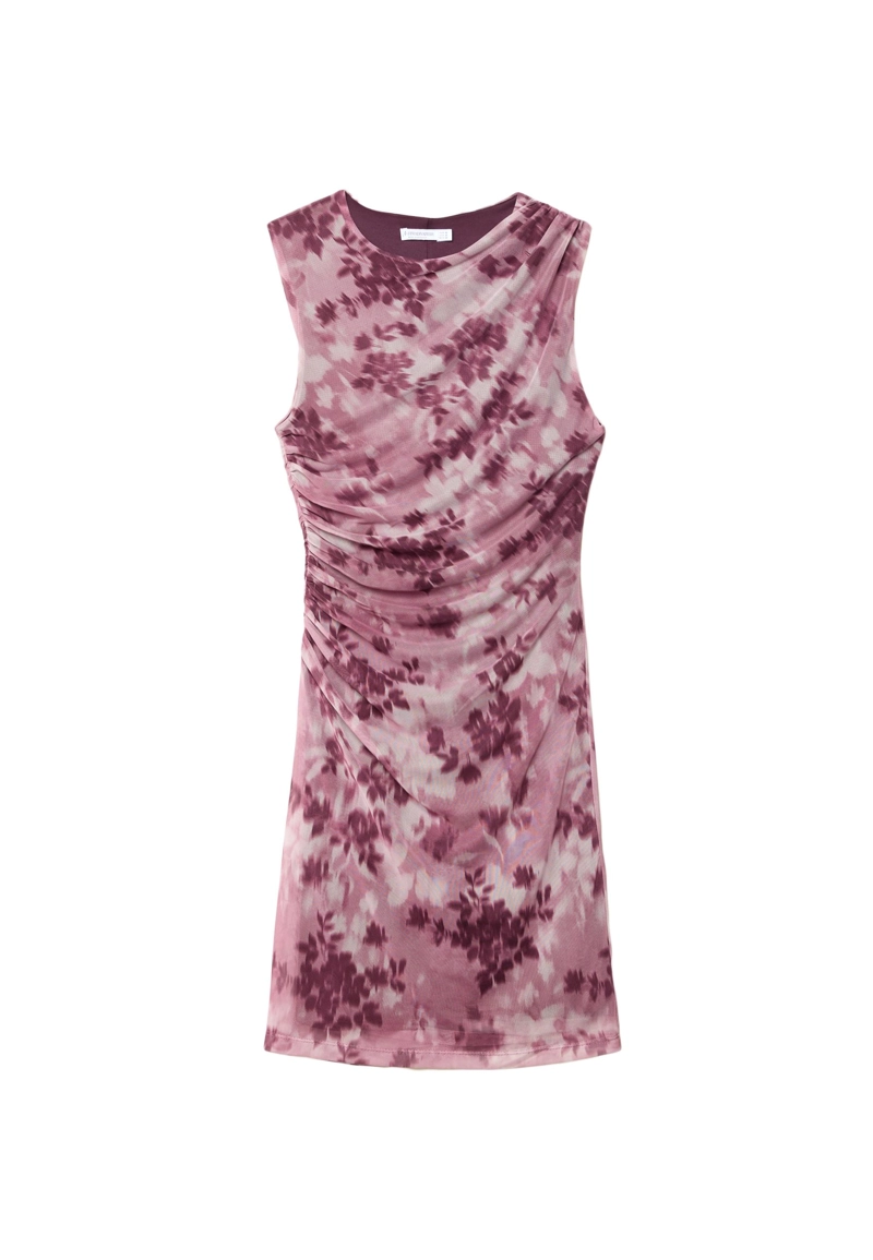 Короткое платье из полупрозрачной ткани с принтом