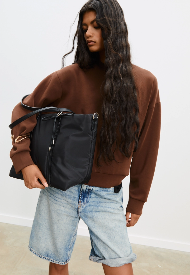 Тканая сумка-шопер с бантом