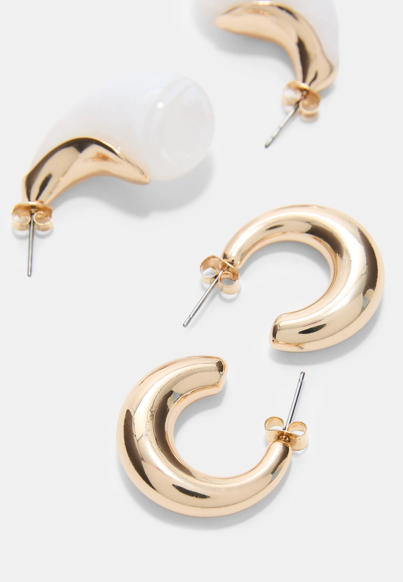 Набор из 2 серег: капли и кольца