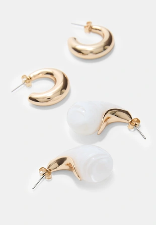 Набор из 2 серег: капли и кольца- Заказать в России