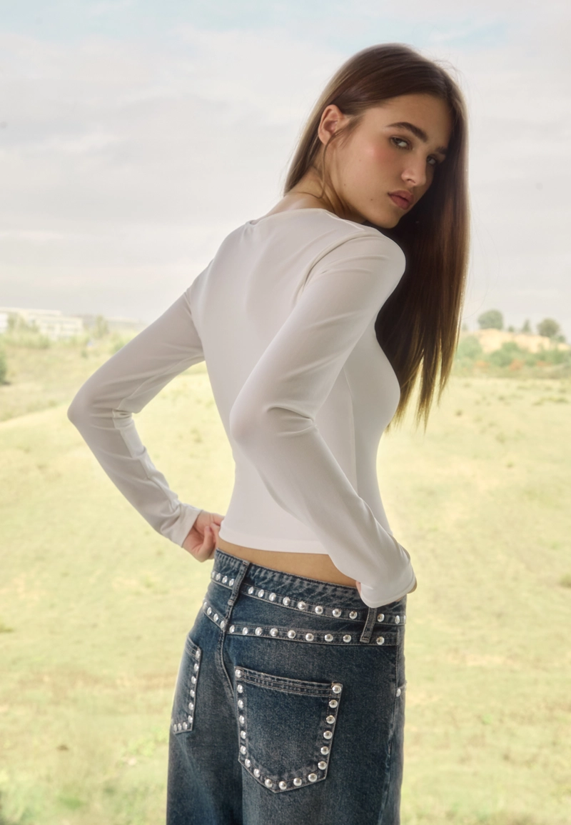 Лонгслив из полиамида с длинными рукавами