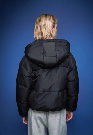 Стеганая куртка оверсайз с капюшоном- Заказать в России