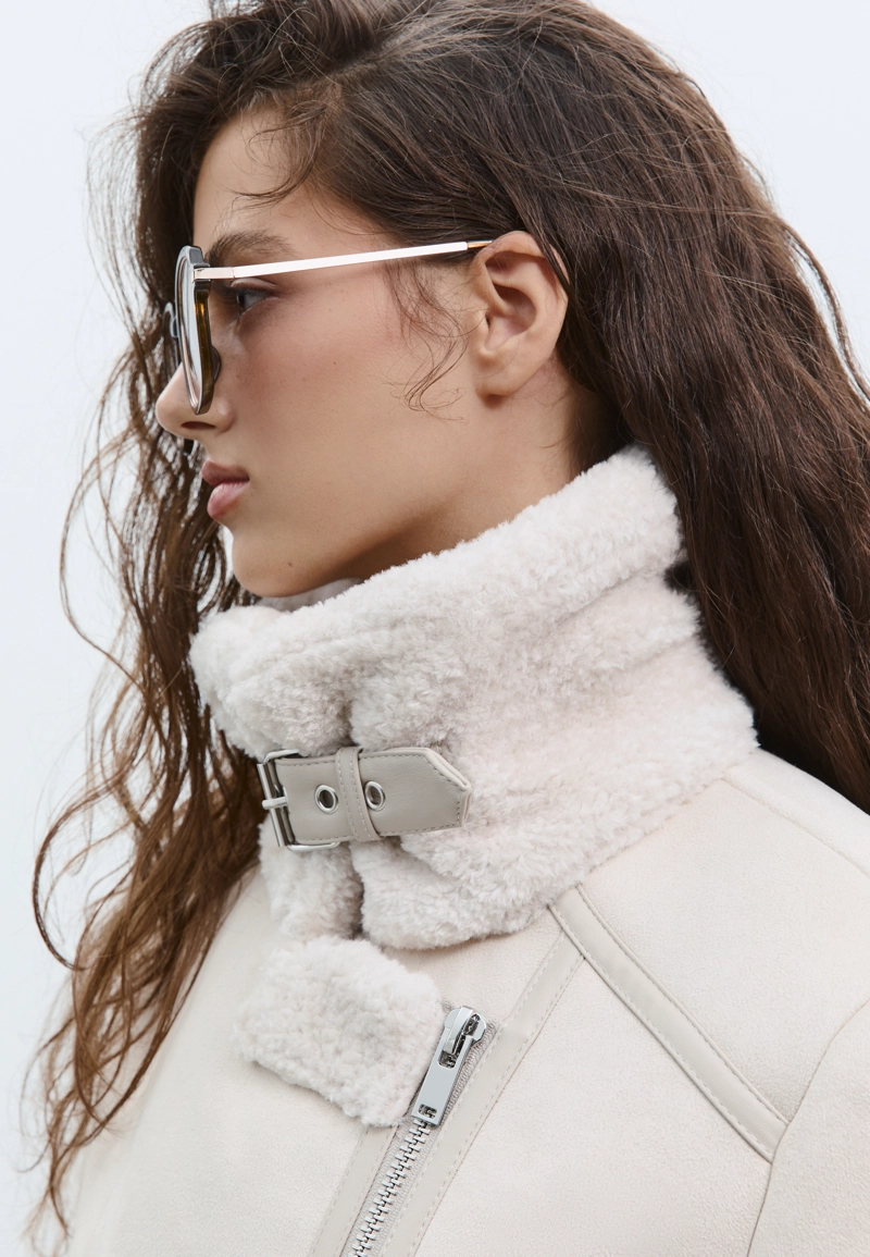 Двусторонняя байкерская куртка под замшу