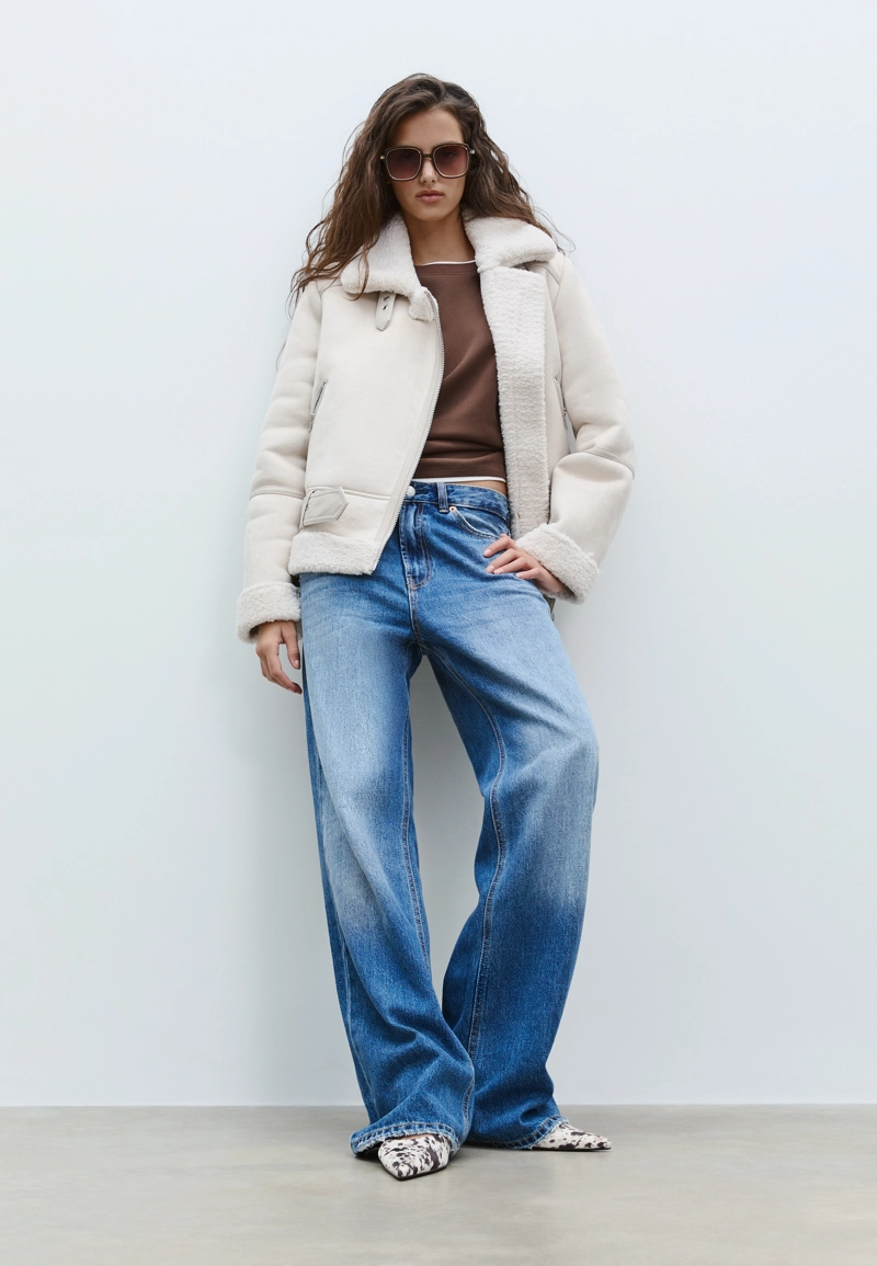 Двусторонняя байкерская куртка под замшу