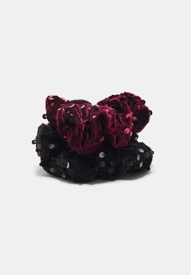 Набор из 2 резинок для волос из бархата с пайетками