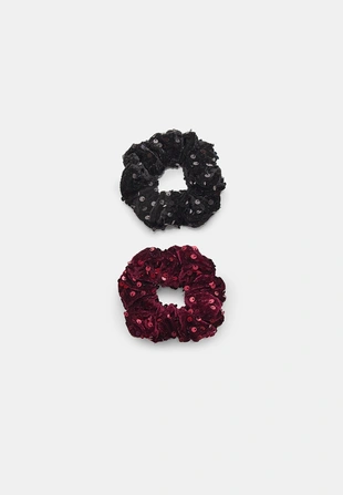 Набор из 2 резинок для волос из бархата с пайетками- Заказать в России