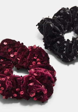 Набор из 2 резинок для волос из бархата с пайетками- Заказать в России