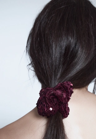 Набор из 2 резинок для волос из бархата с пайетками- Заказать в России