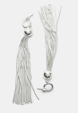 Длинные серьги-кольца с металлическим помпоном- Заказать в России