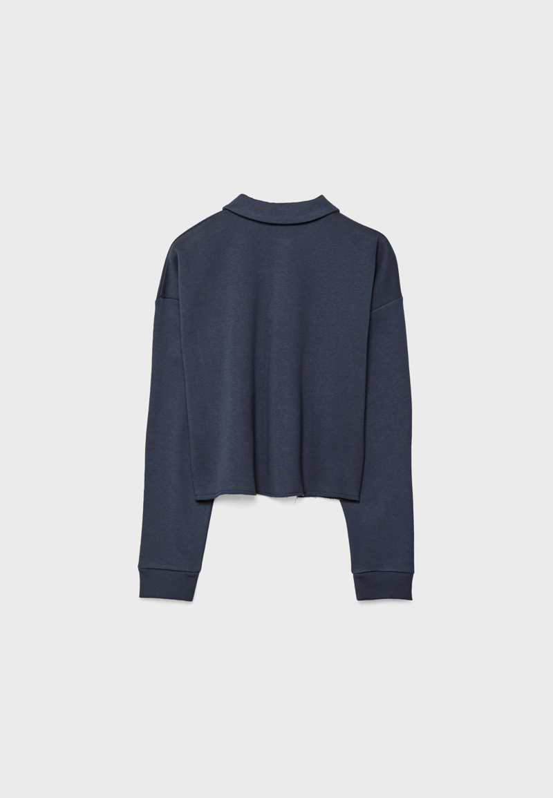 Укороченная толстовка-поло с принтом