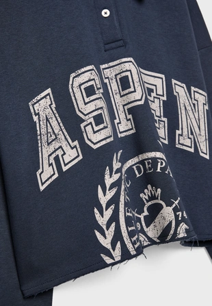 Укороченная толстовка-поло с принтом- Заказать в России