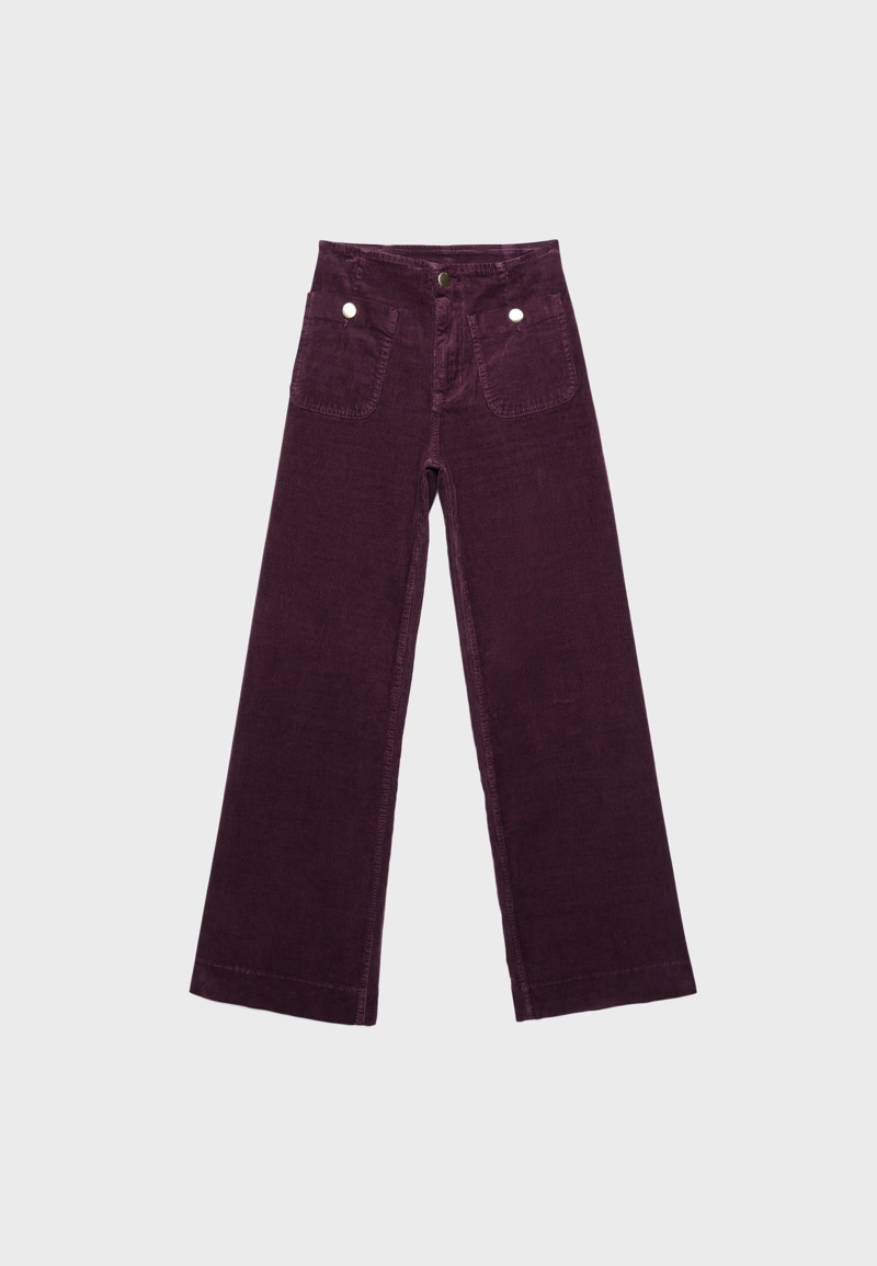 Брюки D77 из вельвета в минималистичном стиле с карманами