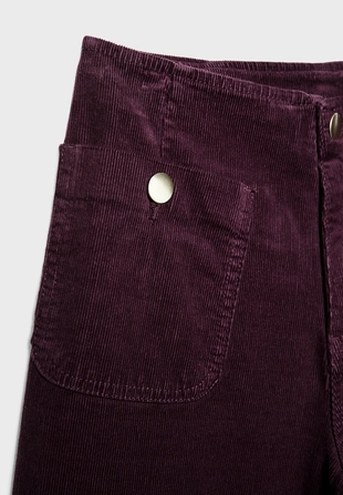 Брюки D77 из вельвета в минималистичном стиле с карманами- Заказать в России