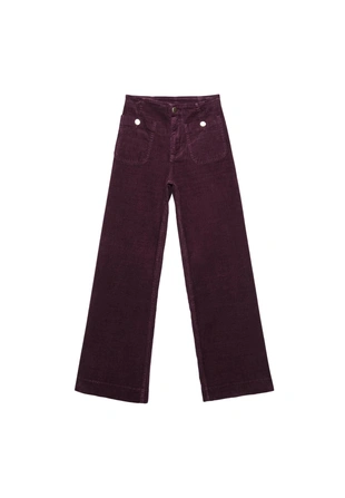 Брюки D77 из вельвета в минималистичном стиле с карманами- Заказать в России