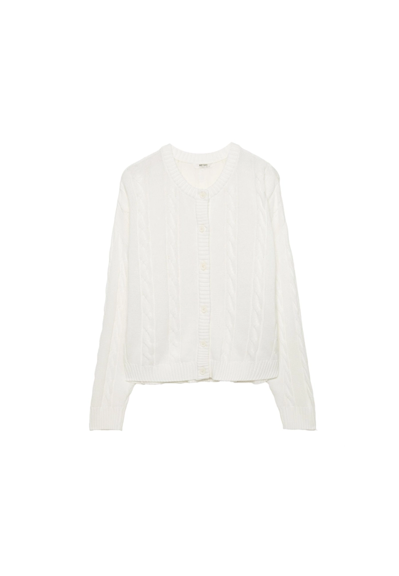 Вязаный кардиган с пуговицами и узором «косы»