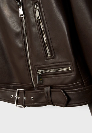 Байкерская куртка из искусственной кожи- Заказать в России