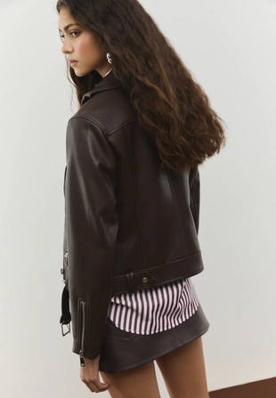 Байкерская куртка из искусственной кожи- Заказать в России