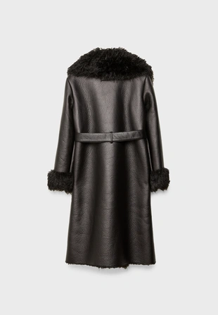 Длинное пальто с деталями из искусственного меха- Заказать в России