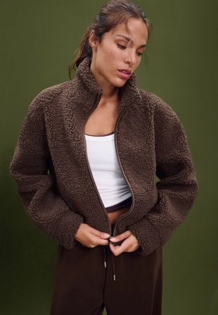 Brown|8616/549 - Stradivarius Куртка на молнии под искусственную овчину