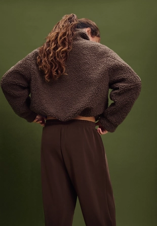 Куртка на молнии под искусственную овчину- Заказать в России