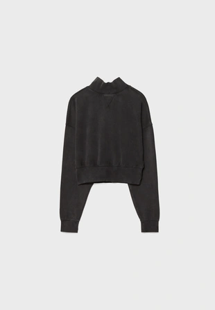 Толстовка с высоким воротником и эффектом потертости- Заказать в России