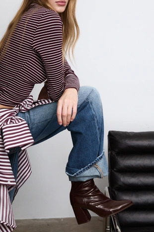 Стрейчевые ботильоны на каблуке- Заказать в России