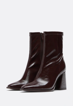 Стрейчевые ботильоны на каблуке- Заказать в России