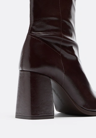 Стрейчевые ботильоны на каблуке- Заказать в России