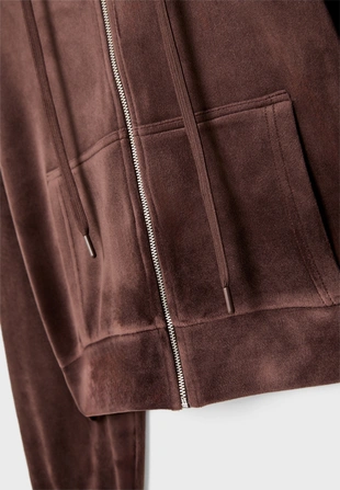 Brown|6512/890 - Stradivarius Бархатная толстовка на молнии