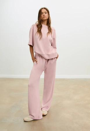 Прямые брюки-джоггеры с эффектом стирки- Заказать в России