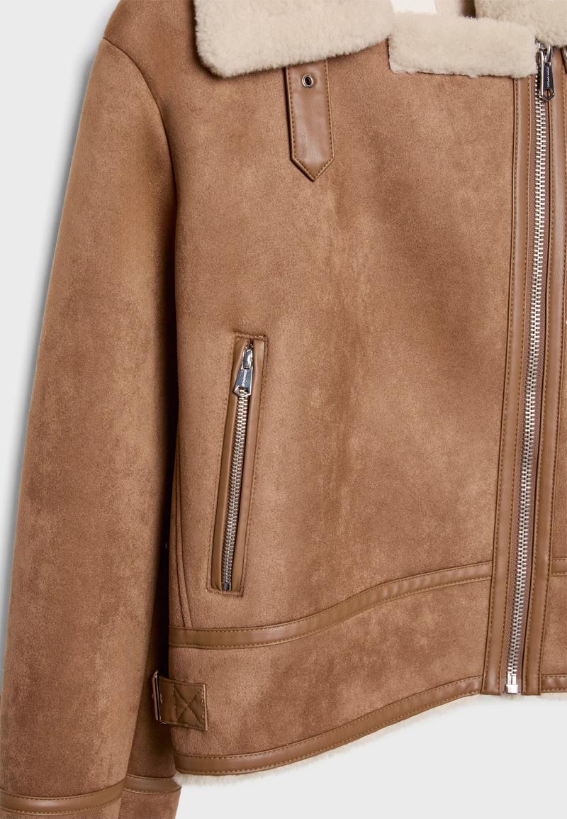 Двусторонняя байкерская куртка под искусственную замшу