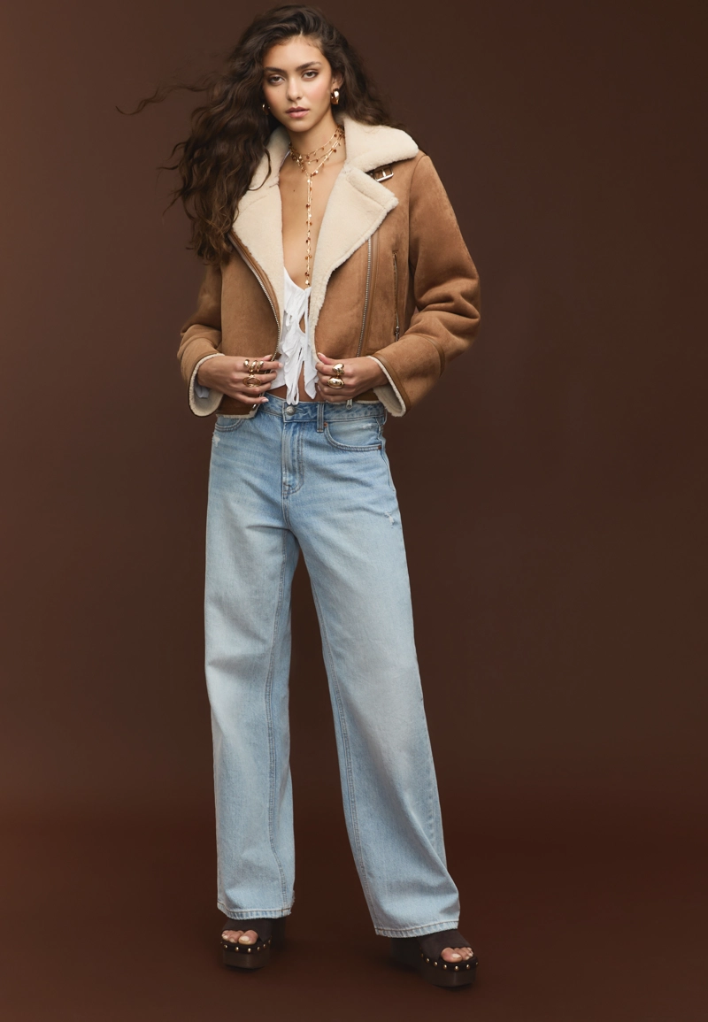 Двусторонняя байкерская куртка под искусственную замшу