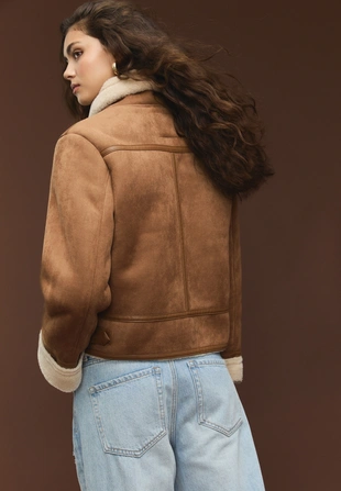 Двусторонняя байкерская куртка под искусственную замшу- Заказать в России