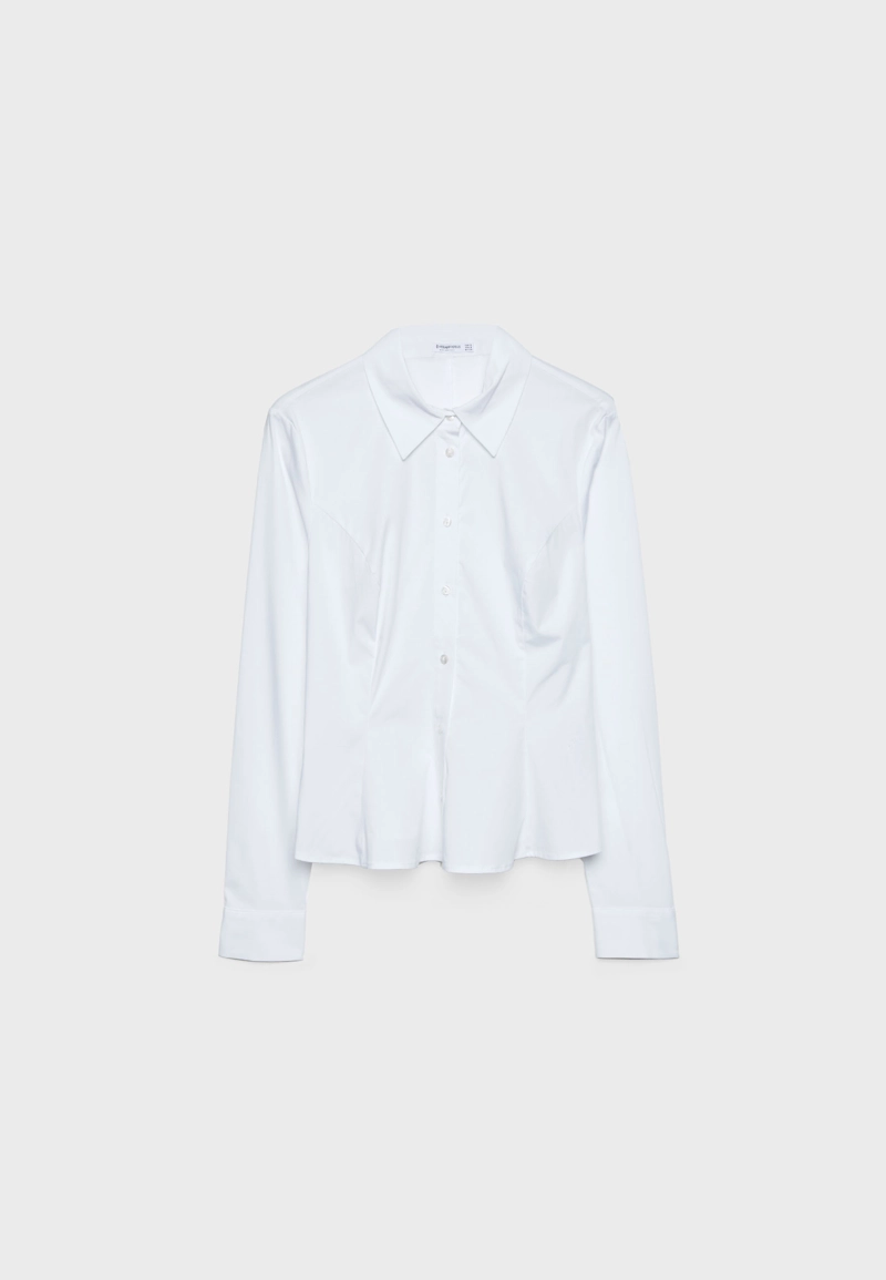 Приталенная рубашка из поплина с баской