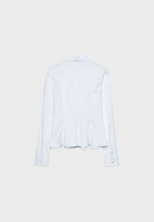 Приталенная рубашка из поплина с баской- Заказать в России