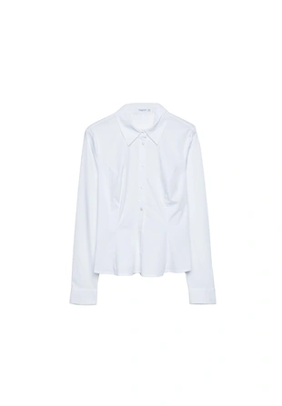 Приталенная рубашка из поплина с баской- Заказать в России