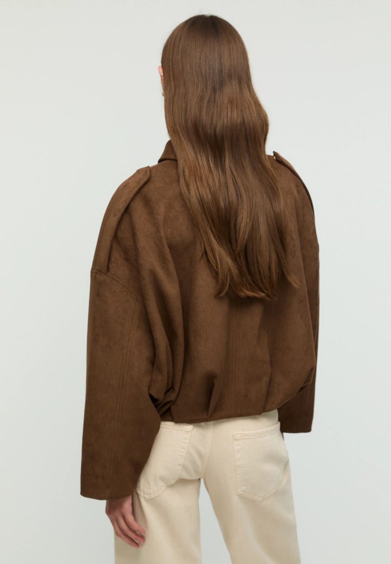 Куртка-бомбер из искусственной замши