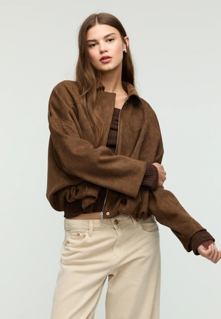 Куртка-бомбер из искусственной замши- Заказать в России