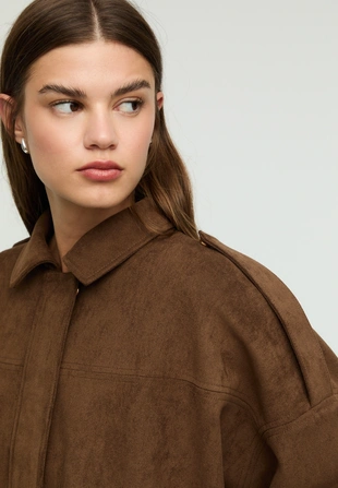 Куртка-бомбер из искусственной замши- Заказать в России