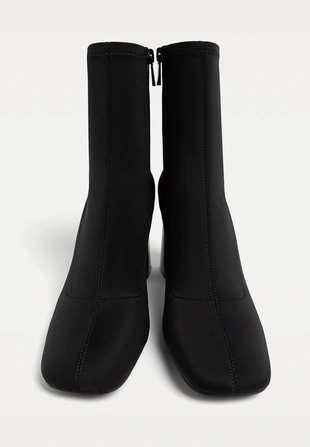 Ботильоны на каблуке из плотной синтетической ткани- Заказать в России