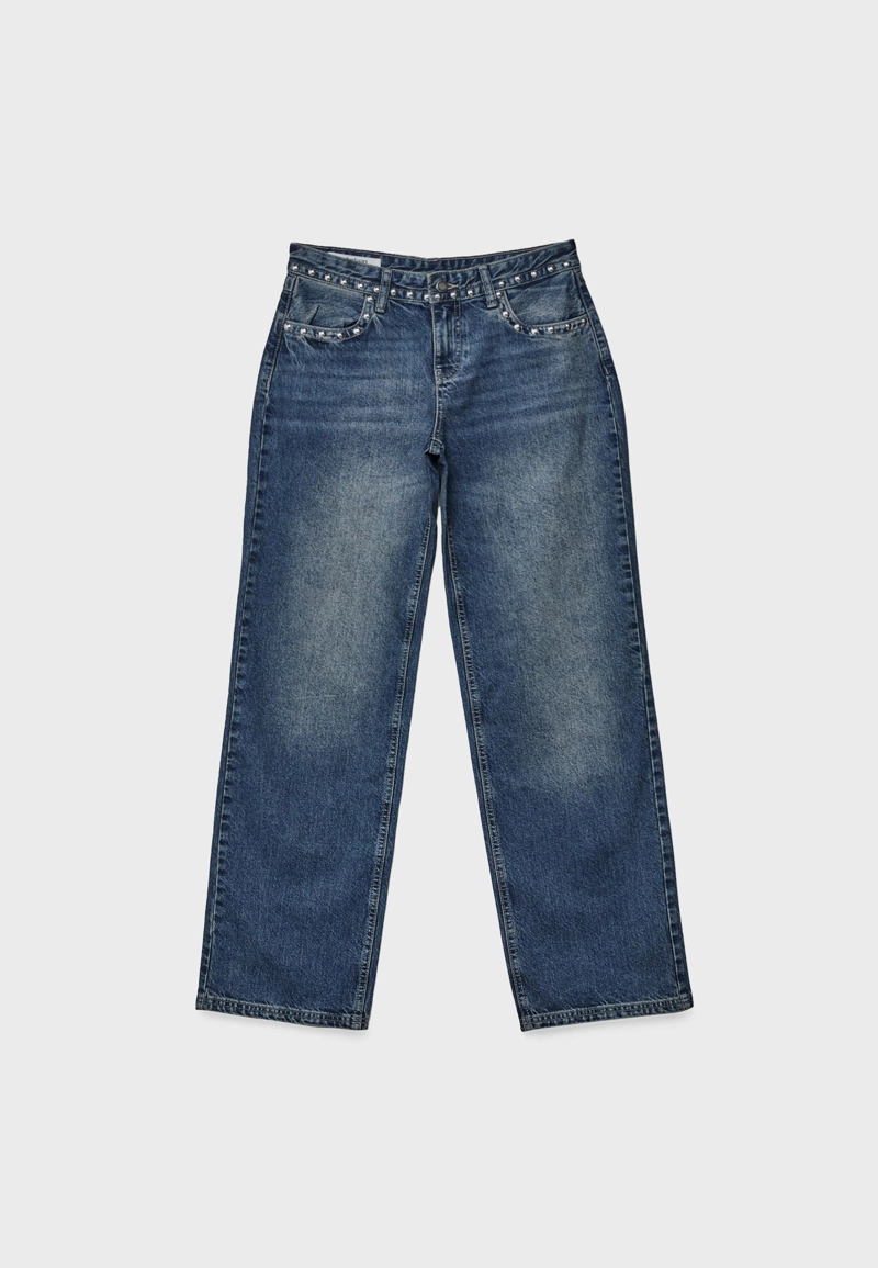 Джинсы baggy с заклепками