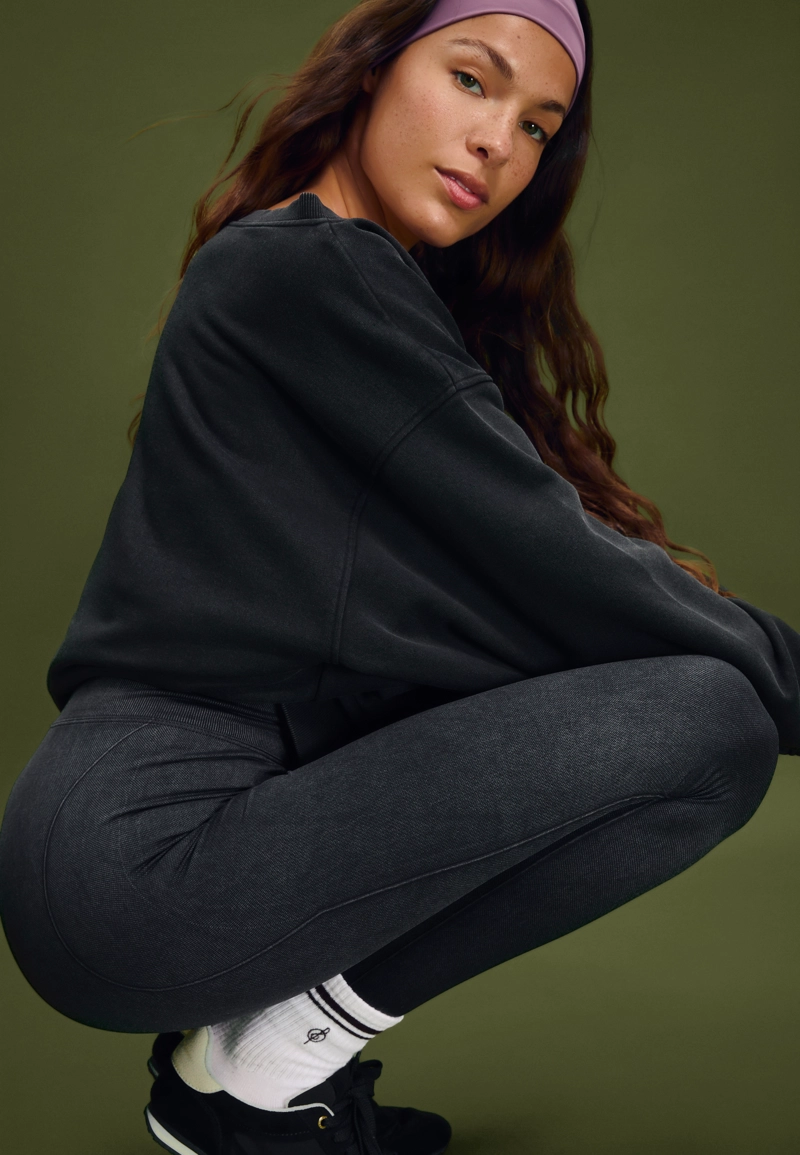 Легинсы с высокой посадкой и эффектом стирки