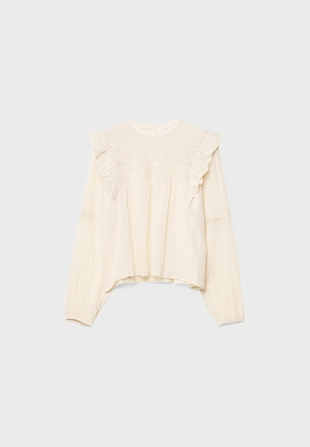 Блузка с оборками и отделкой- Заказать в России