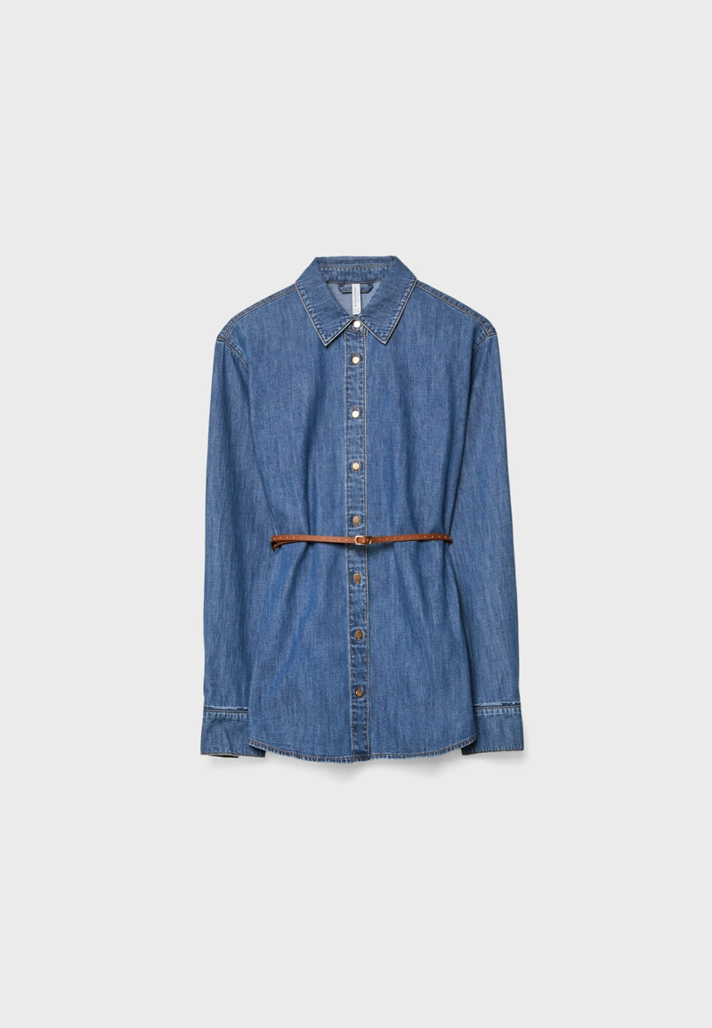 Джинсовая рубашка с ремнем