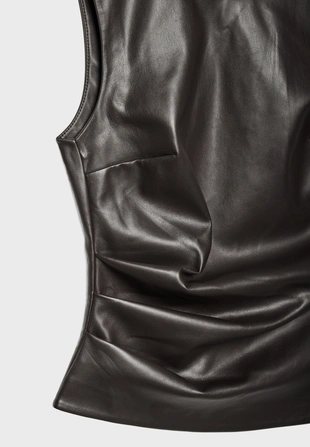 Bottle green|6059/866 - Stradivarius Топ из искусственной кожи без рукавов