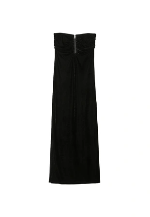 Длинное бархатное платье с U-образным вырезом- Заказать в России