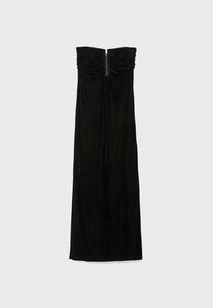 Длинное бархатное платье с U-образным вырезом- Заказать в России